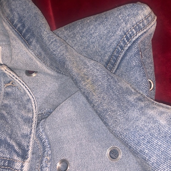 Avec Les Filles Medium Wash Denim Jacket with Metal Grommets Size Large - Picture 8 of 8